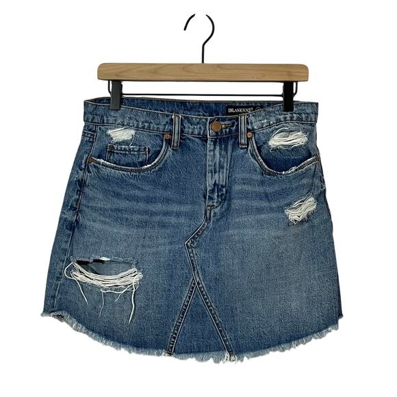 Blank NYC Raw Hem Distressed Denim Mini Skirt - Blue - 28 - Picture 1 of 10